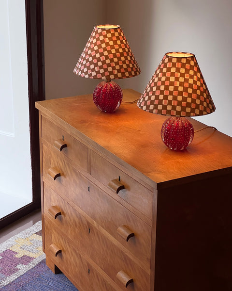 Vintage red Murano table lamp (2 available)