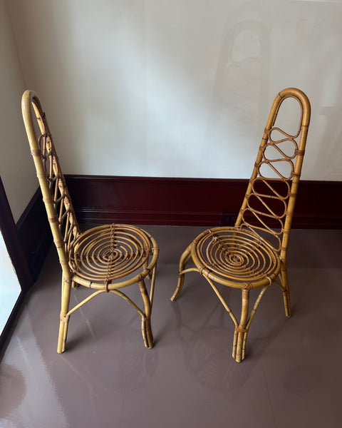 Vintage rattan/bamboo chair, Italy, 1960s (2 available)