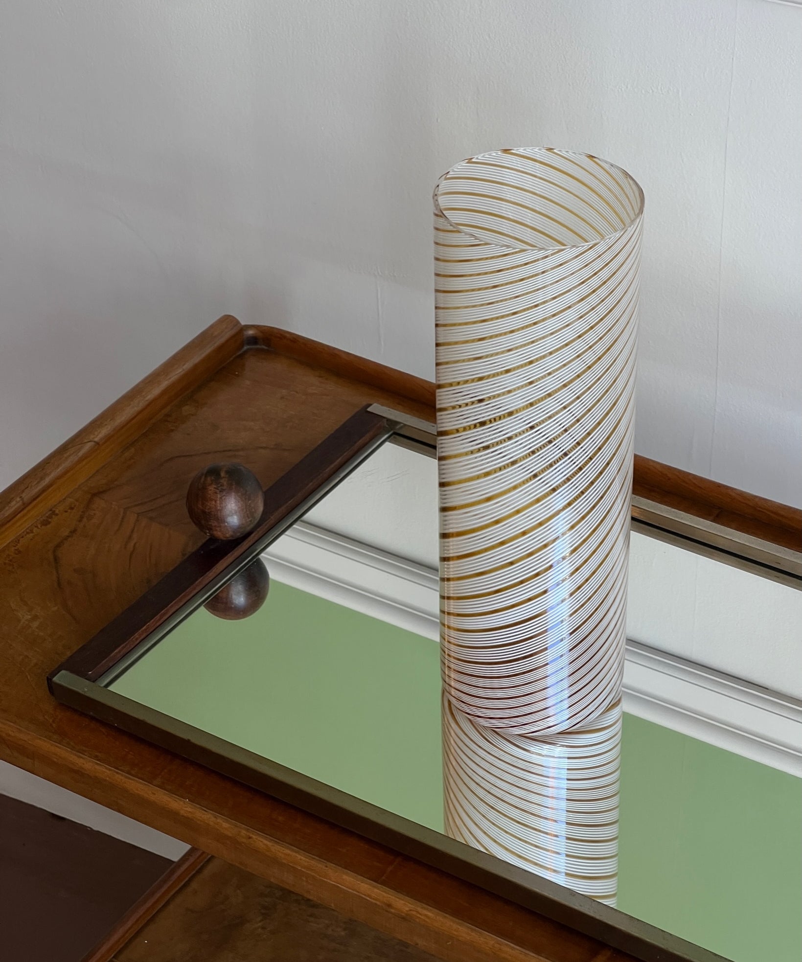 Vintage golden / white swirl Murano vase