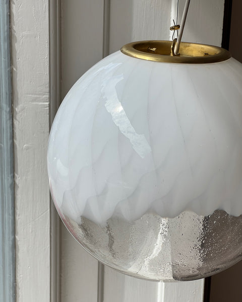 Vintage white clear Murano ceiling lamp (D35)