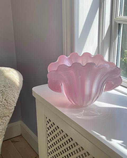 Vintage opal pink Murano shell bowl (Large)