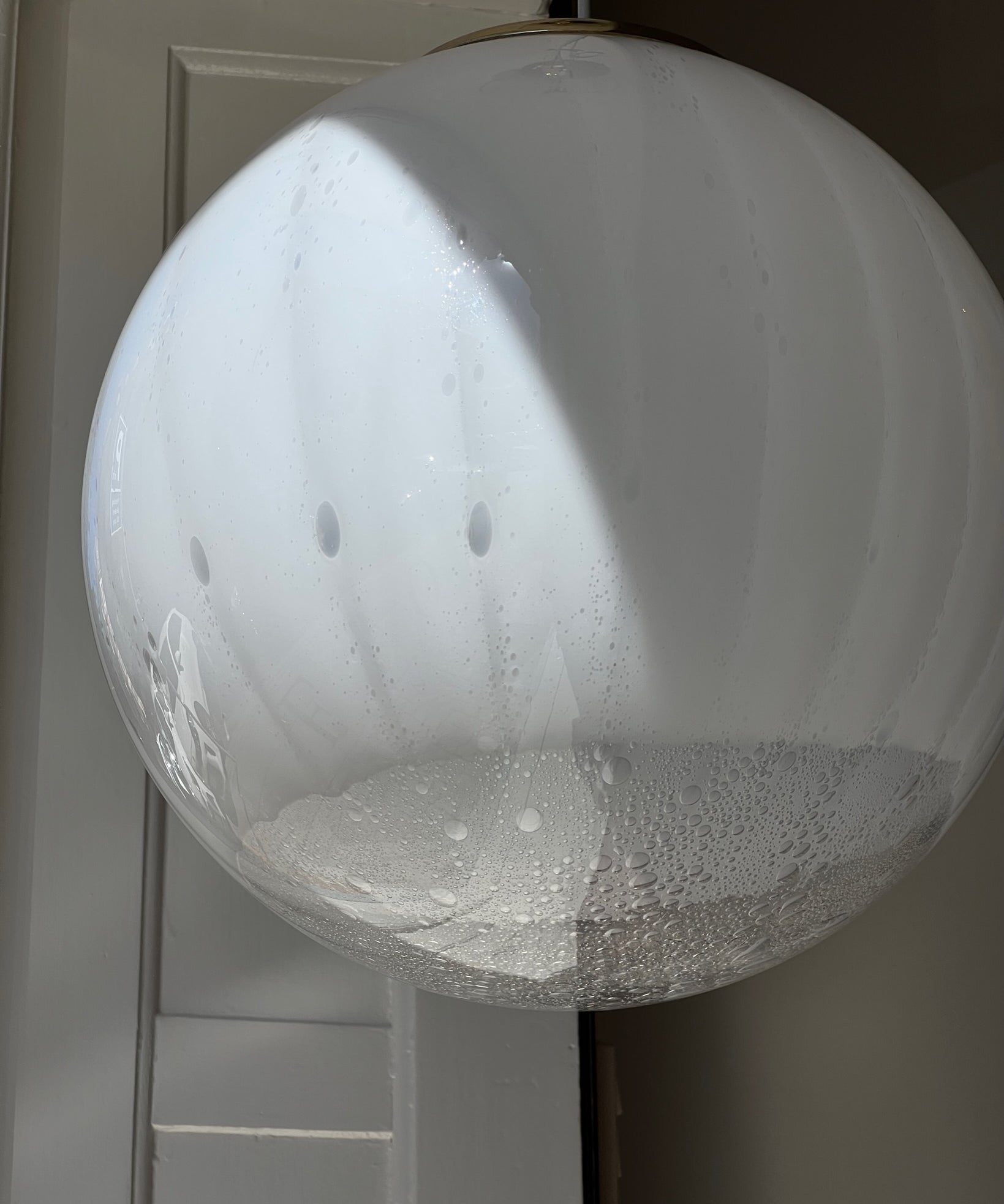 Vintage white clear Murano ceiling lamp (D40)