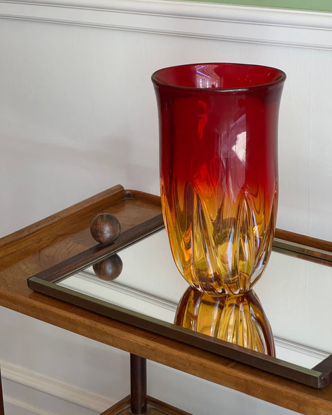 Vintage red / yellow Murano vase