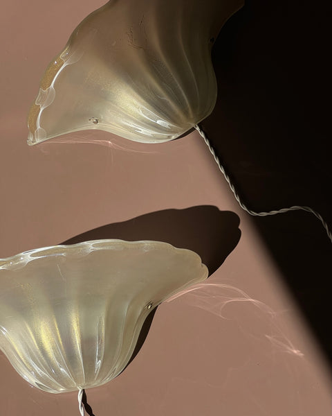 Vintage golden Murano shell wall lamps (2 available)