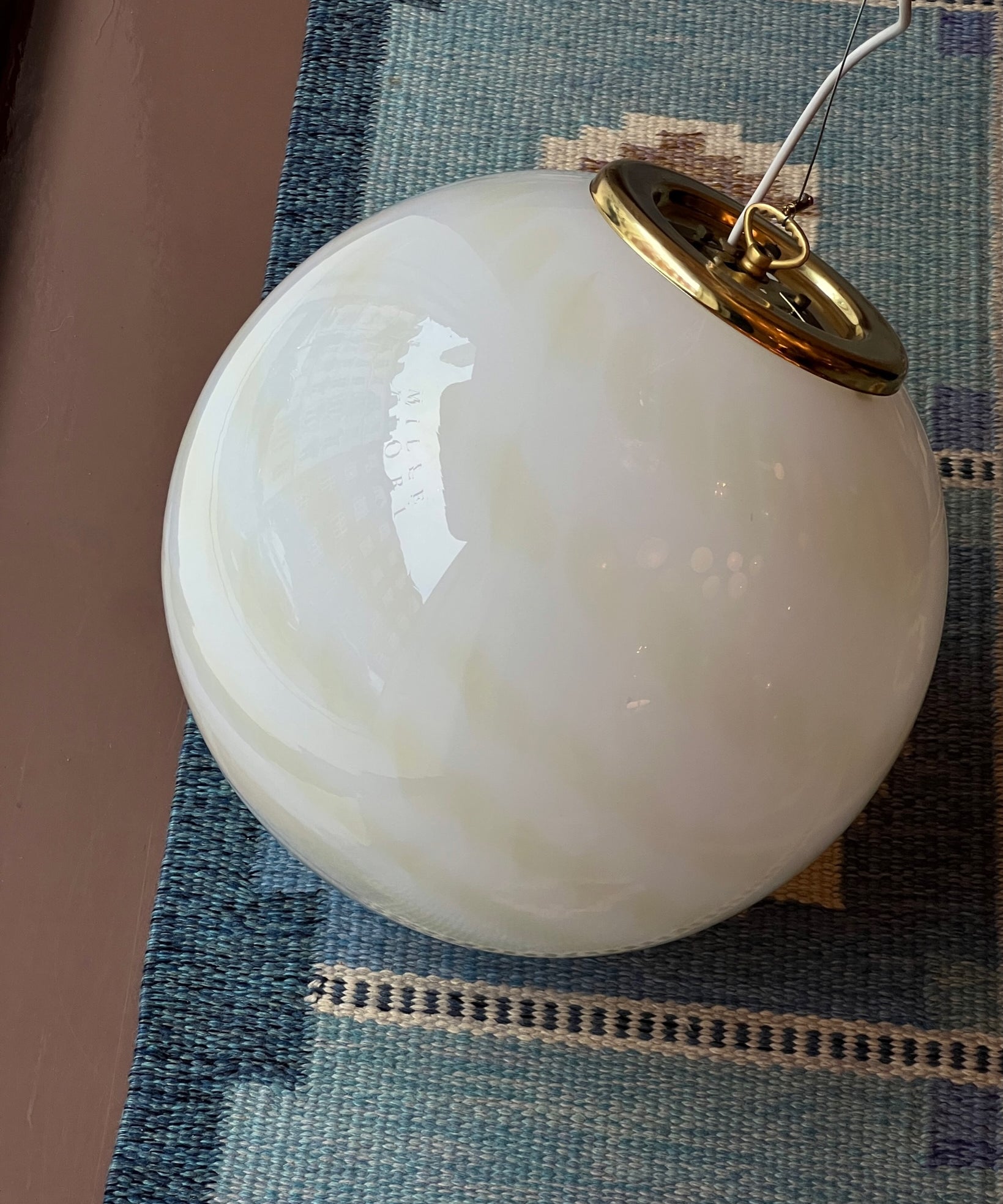 Vintage white/cream swirl Murano ceiling lamp (D40)