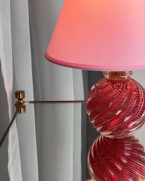 Vintage red swirl Murano table lamp