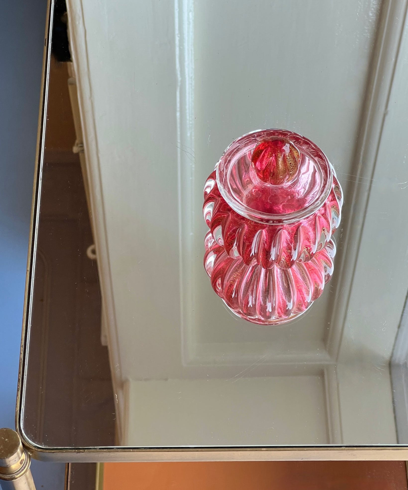 Vintage pink / golden Murano bonbonniere