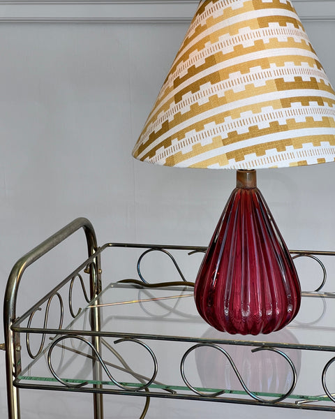 Vintage cranberry pink Murano table lamp (incl. lampshade)