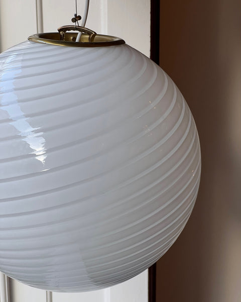 Vintage Murano white swirl ceiling lamp (D40)