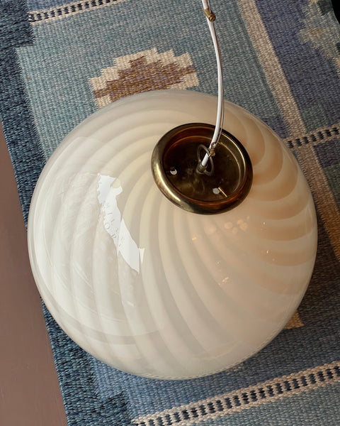 Vintage yellow swirl Murano ceiling lamp (D40)