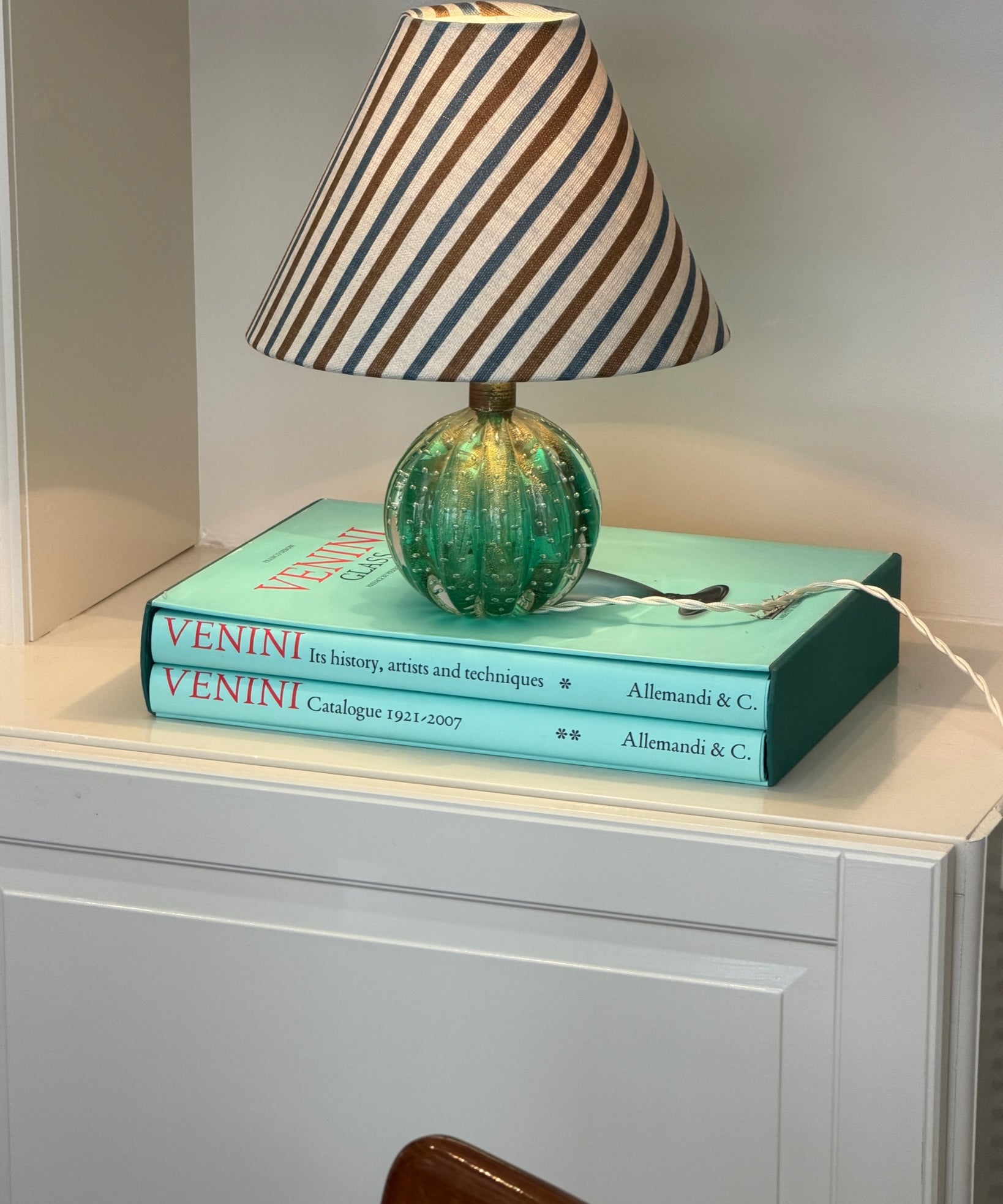 Vintage green Murano table lamp (incl. lampshade)