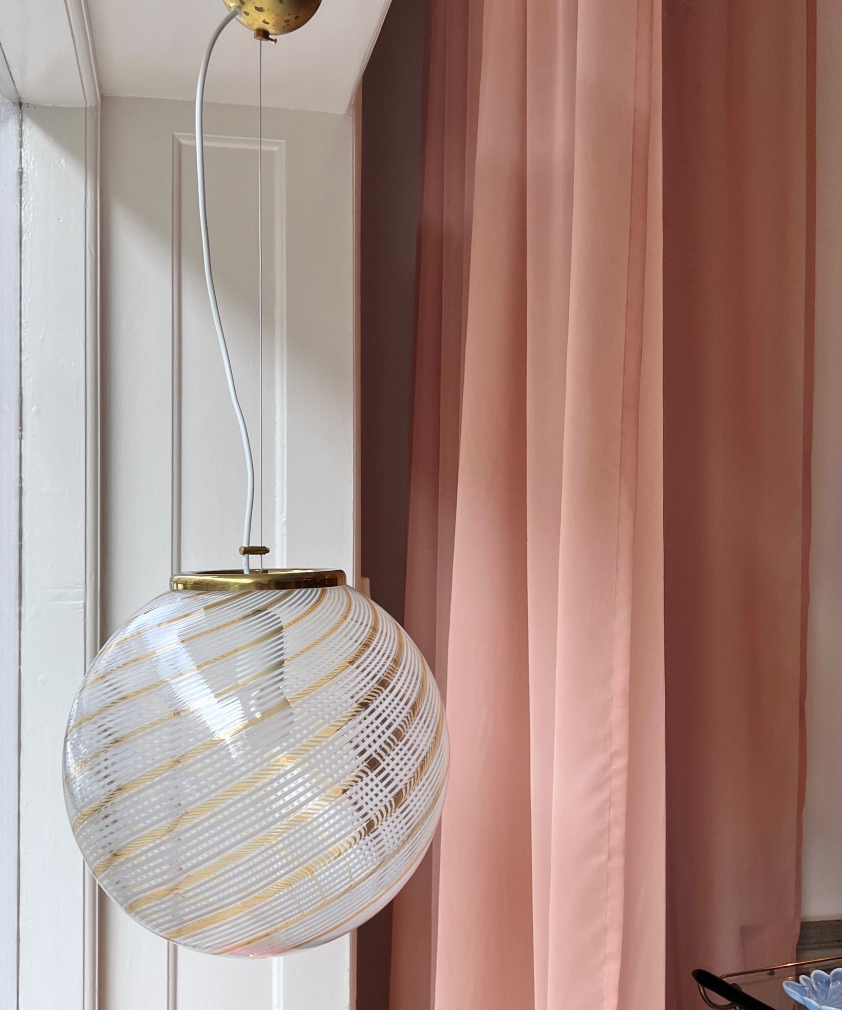 Vintage Murano golden/transparent ceiling lamp (D35)