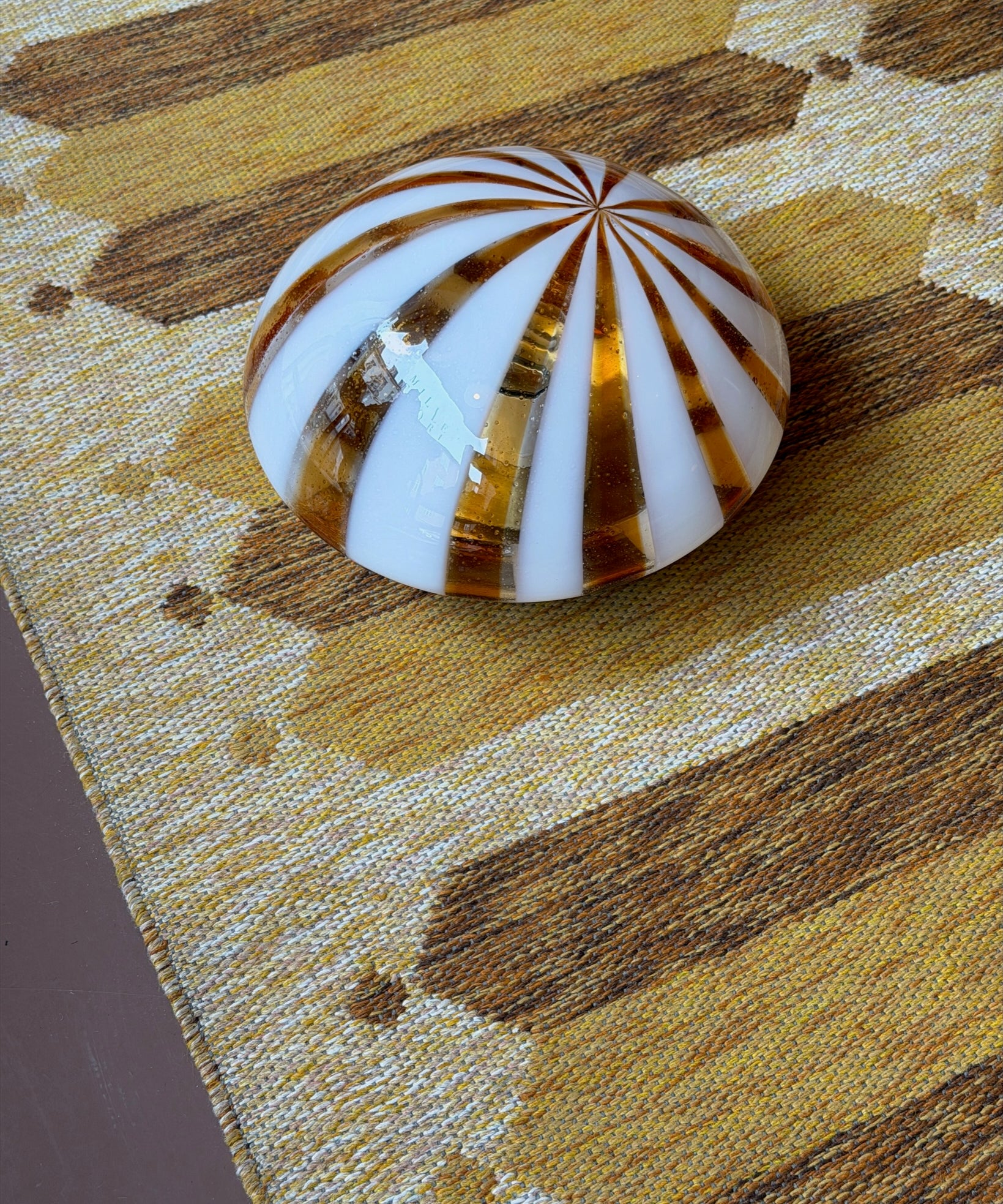 Vintage Murano clear/golden vertical stripes ceiling/wall lamp (D24)