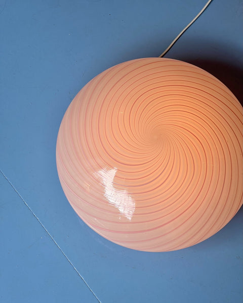 Vintage Murano pink/white swirl ceiling/wall lamp (D38)