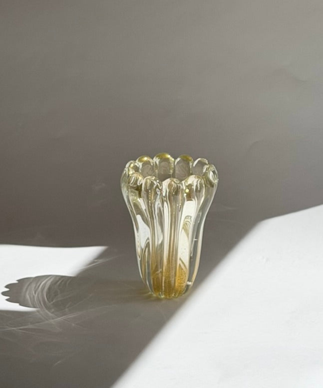 Vintage golden / clear Murano vase