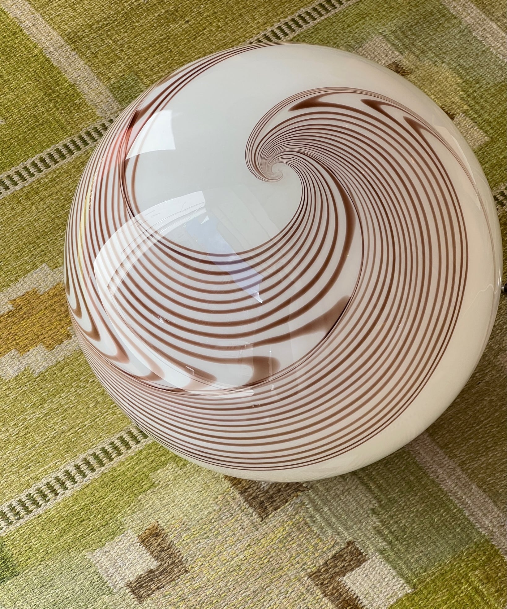 Vintage Murano brown swirl ceiling lamp (D50)