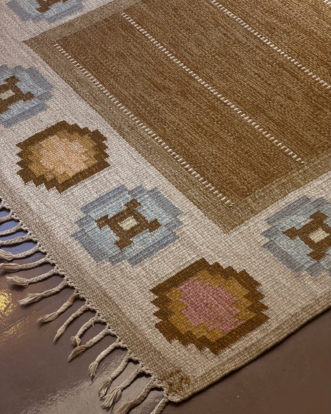 Vintage flat weave rug by Ingegerd Silow (IS)