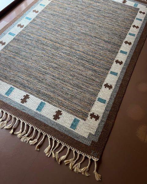 Vintage flat weave rug by Ingegerd Silow (IS)