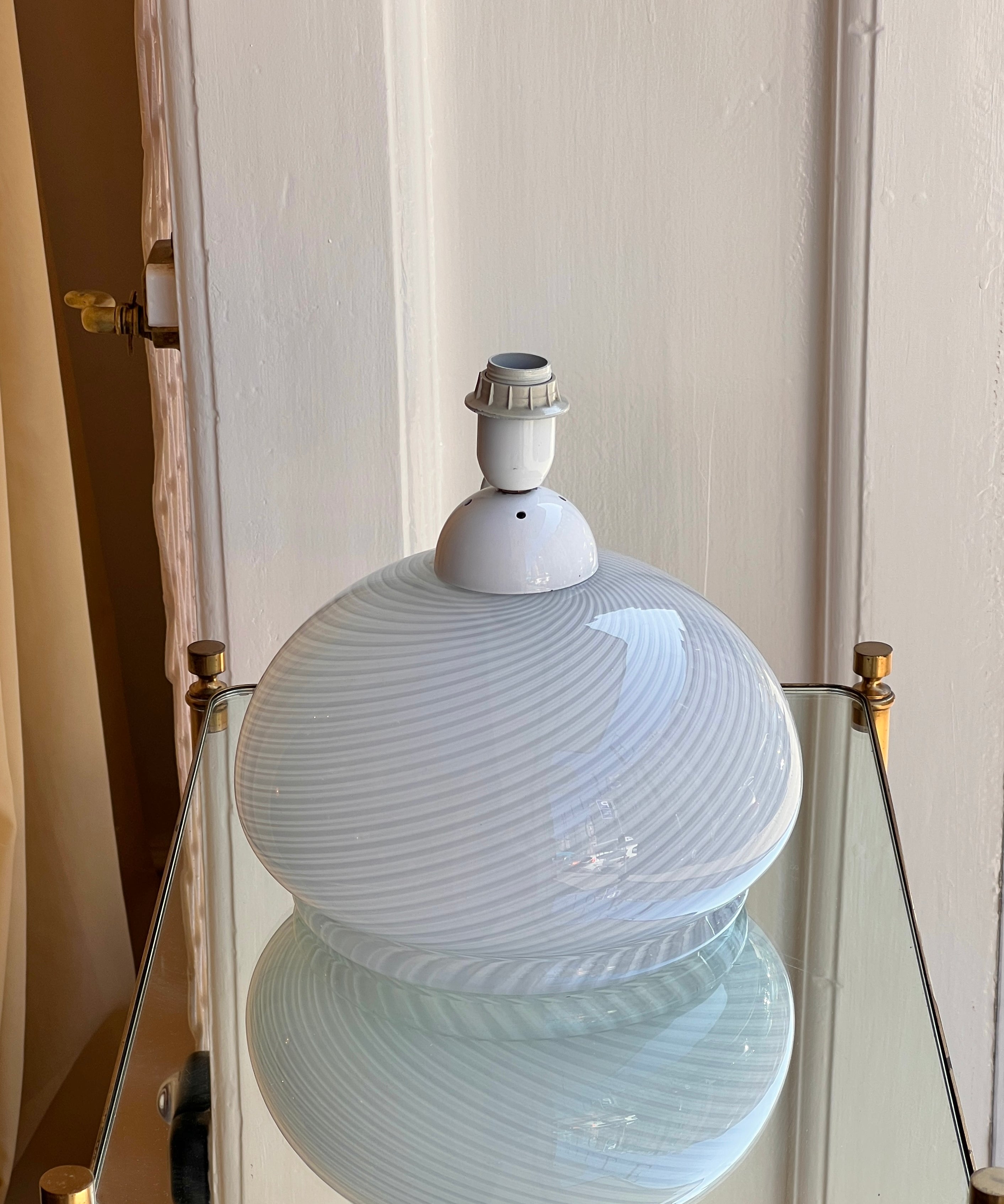 Vintage white/grey swirl Murano table lamp (with shade)