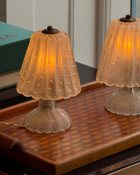 Vintage clear/frosted Murano table lamps