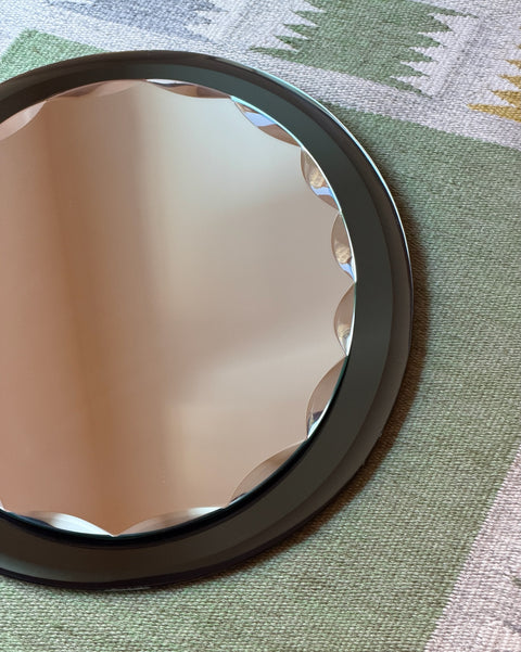 Vintage Italian mirror with faceted green mirror frame