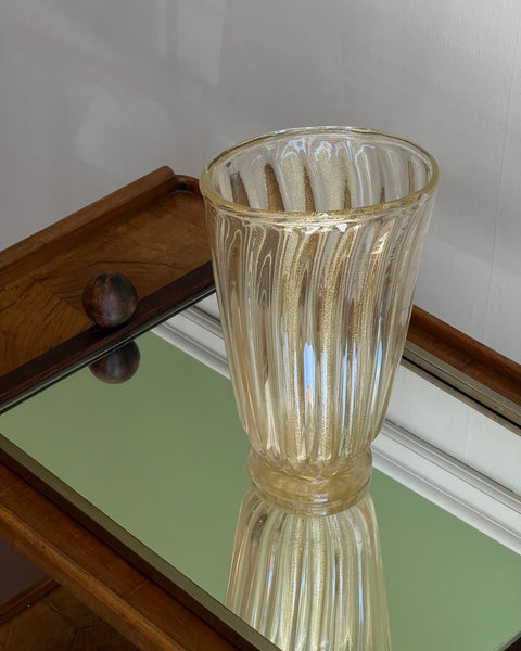 Vintage golden / clear swirl Murano vase