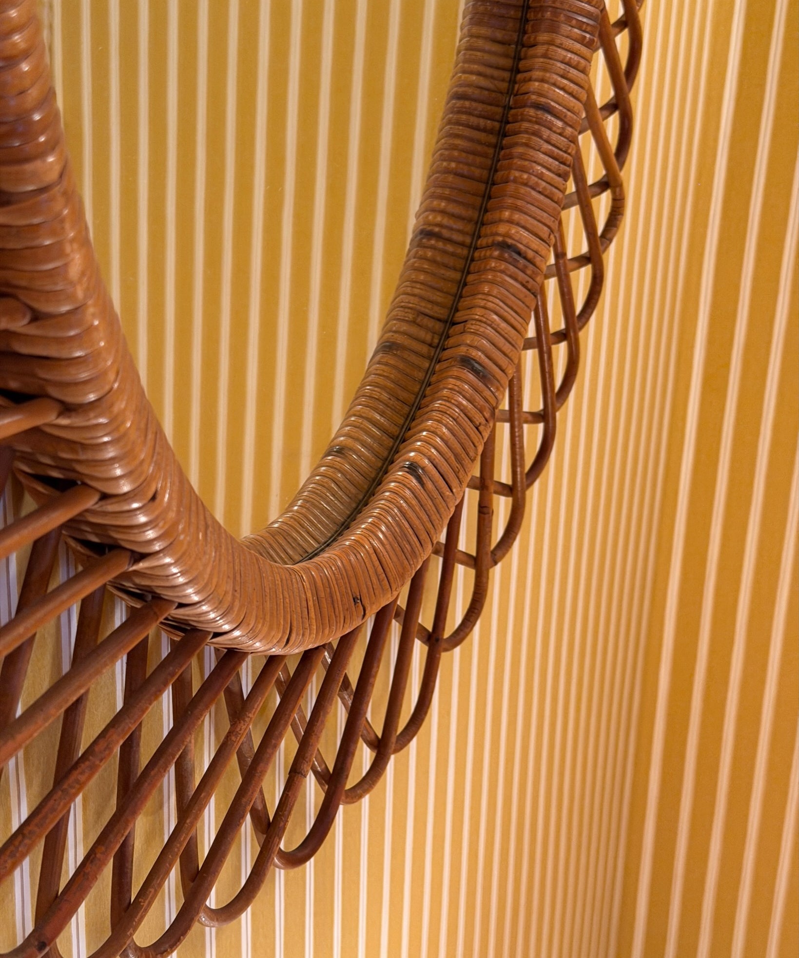 Vintage Italian mirror with rattan frame