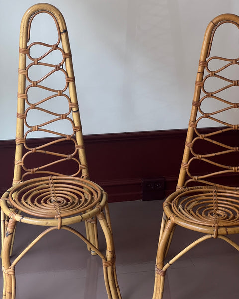 Vintage rattan/bamboo chair, Italy, 1960s (2 available)