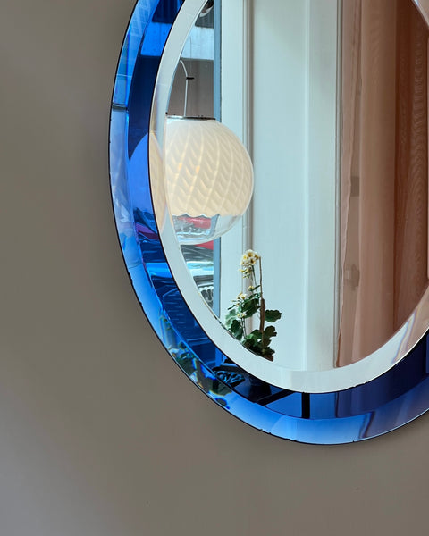 Vintage Italian mirror with blue mirror frame