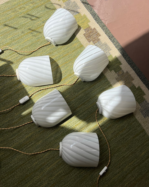 Vintage Murano white swirl wall lamp (6 available)