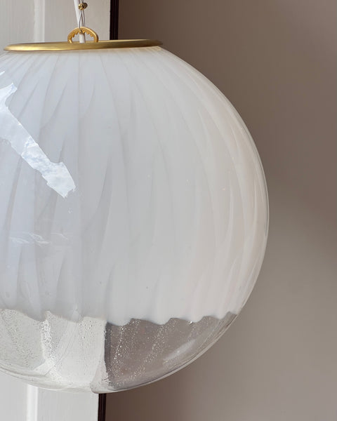 Vintage white clear Murano ceiling lamp (D35)