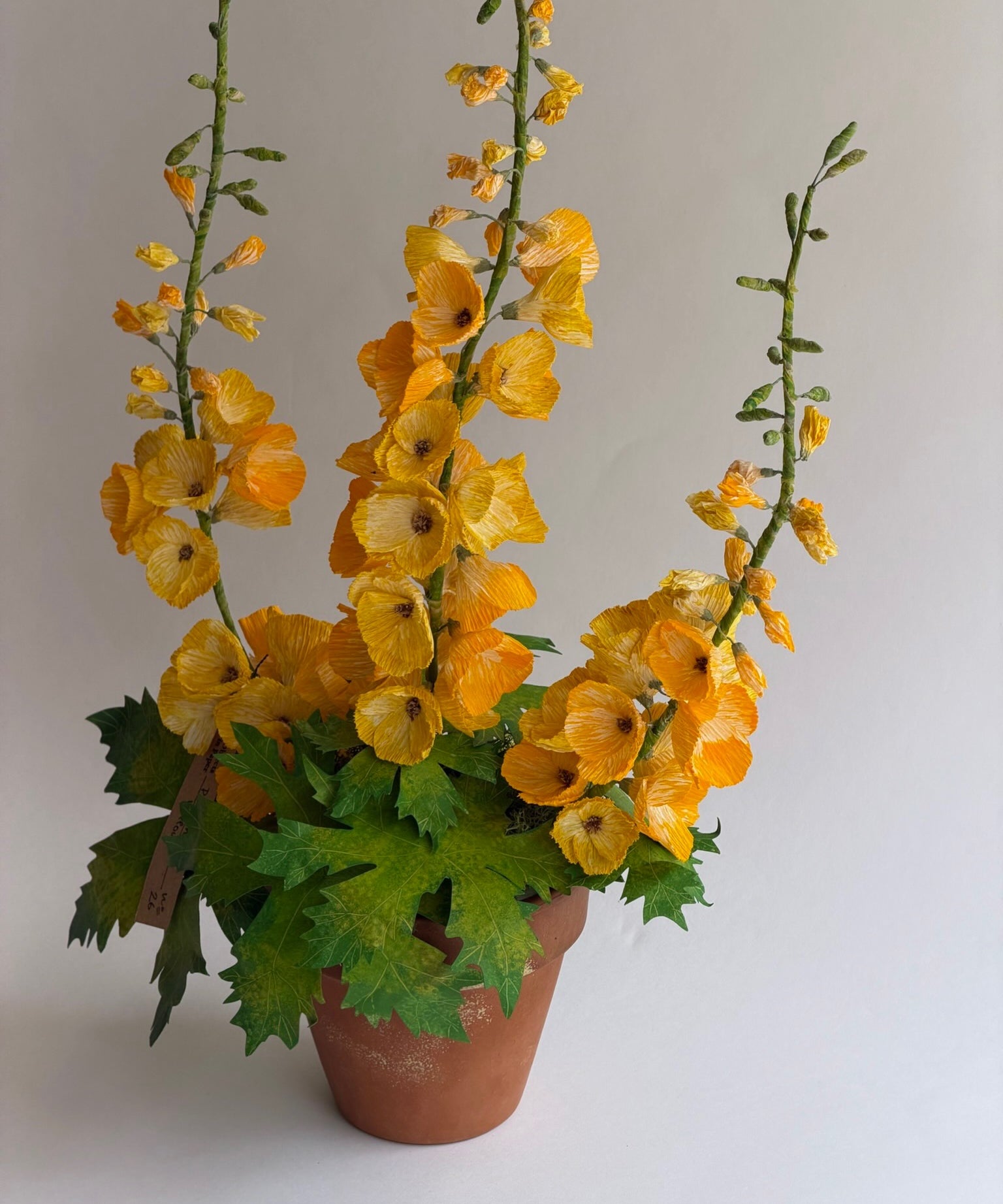 Paper flower 'Yellow Delphinium'