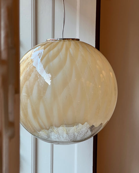 Large vintage golden clear Murano ceiling lamp (D50)