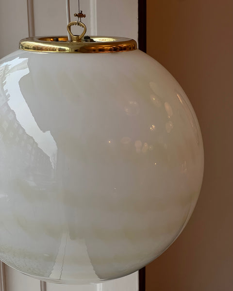 Vintage white/cream swirl Murano ceiling lamp (D40)