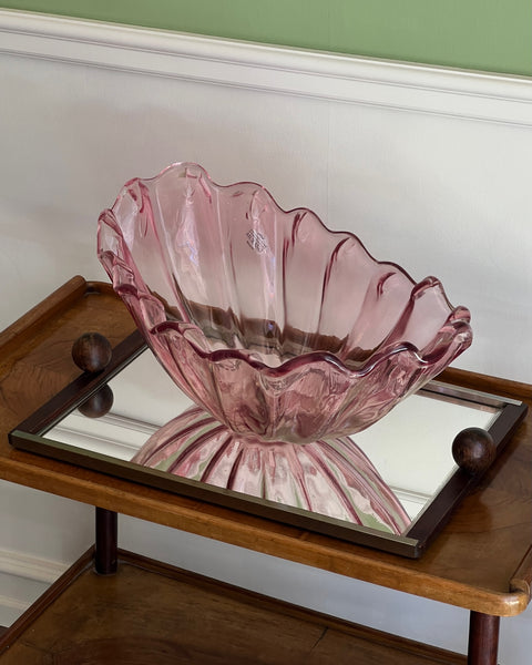 Vintage large pink Murano shell bowl