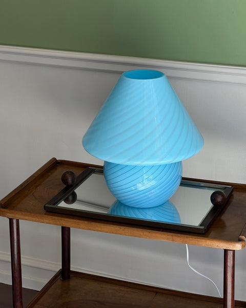 Mushroom table lamp - Light blue swirl (Large)