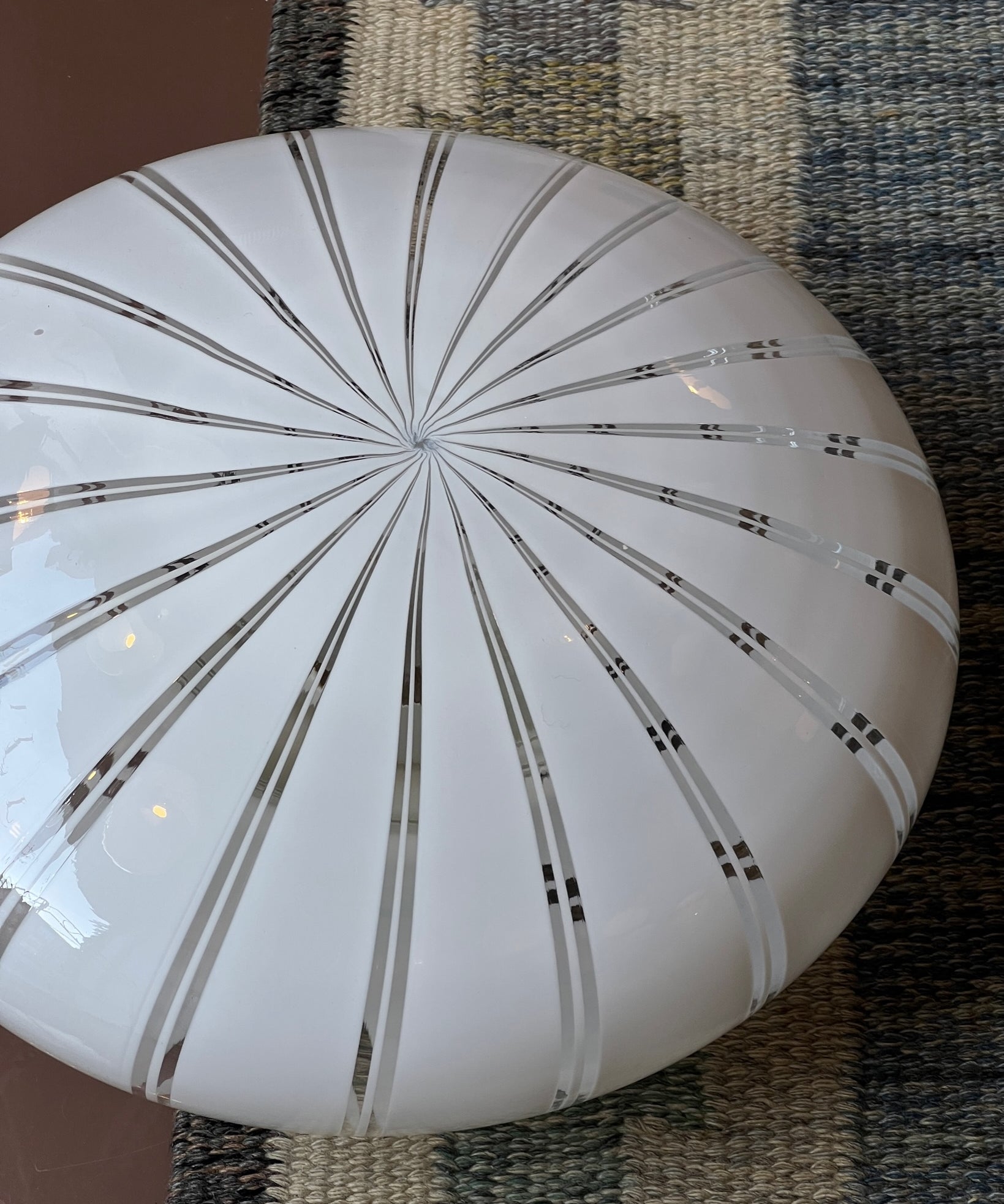 Vintage Murano vertical white striped ceiling/wall lamp