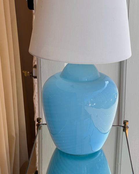 Vintage light blue swirl Murano table lamp (without shade) (Large)