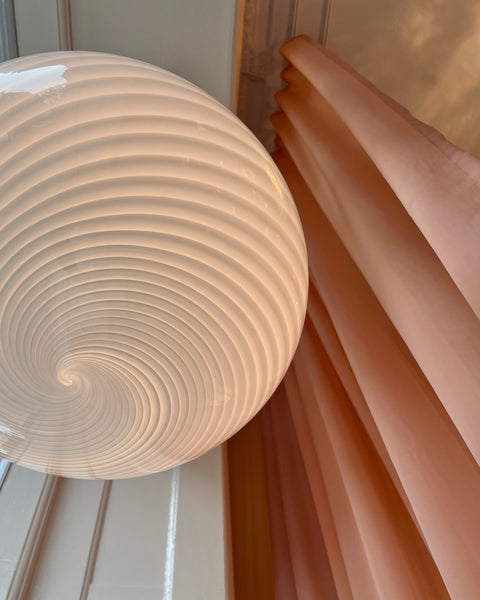 Vintage oval white swirl Murano ceiling lamp (D45)