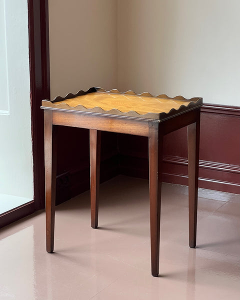 Vintage wavy/scalloped wooden side table