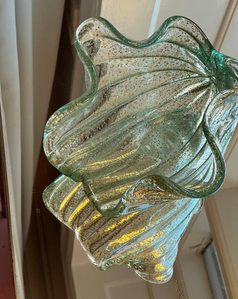 Vintage green/golden Murano shell