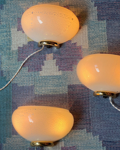 Vintage white/silver Murano wall lamp (3 available)