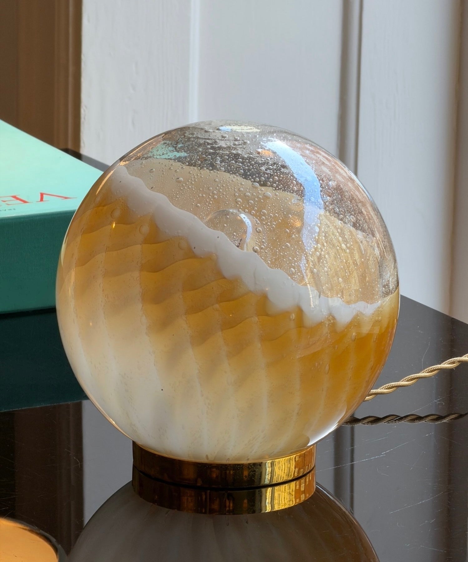 Vintage golden clear Murano table lamp