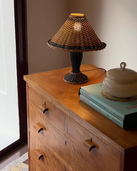 Vintage french rattan table lamp