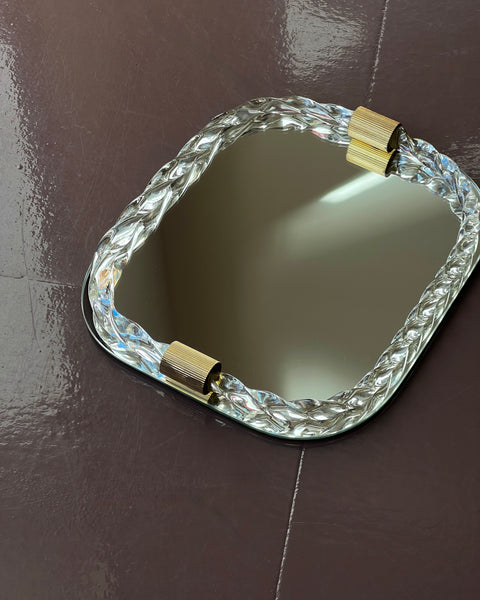 Vintage Italian mirror with twisted clear squared glass frame