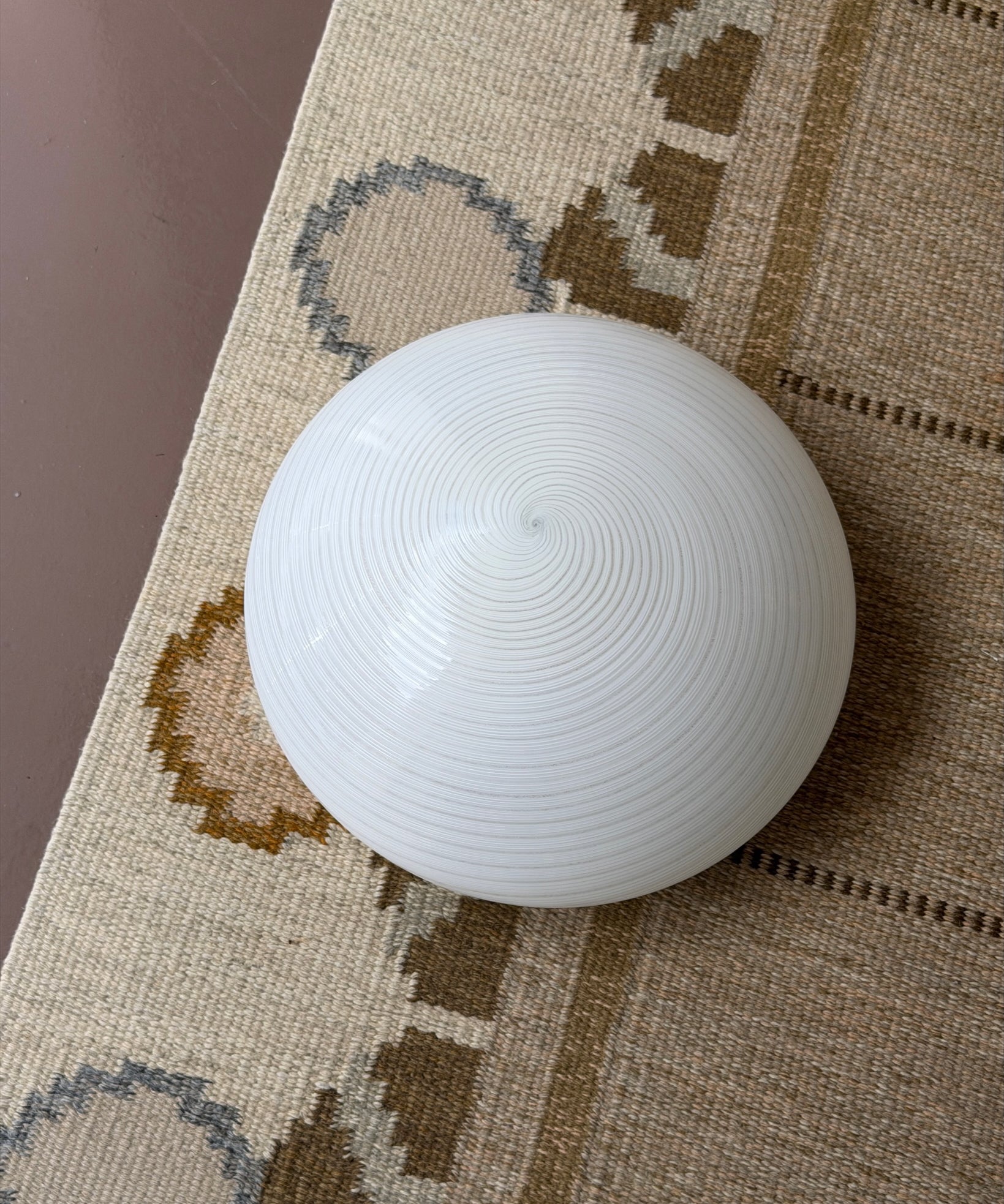 Vintage Murano white/silver swirl ceiling/wall lamp (D40)
