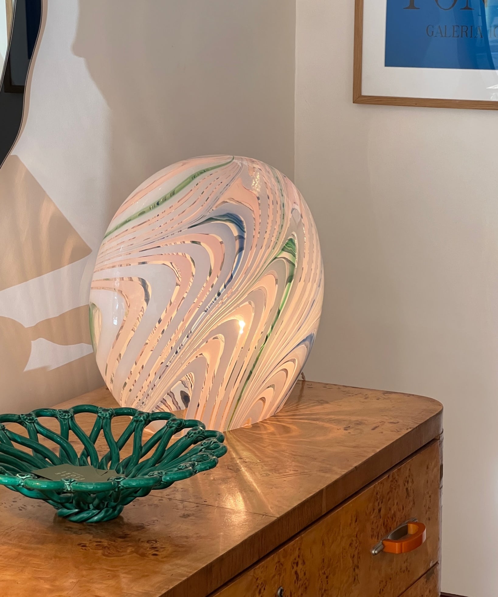 Large vintage multi-coloured Murano table lamp
