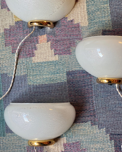 Vintage white/silver Murano wall lamp (3 available)
