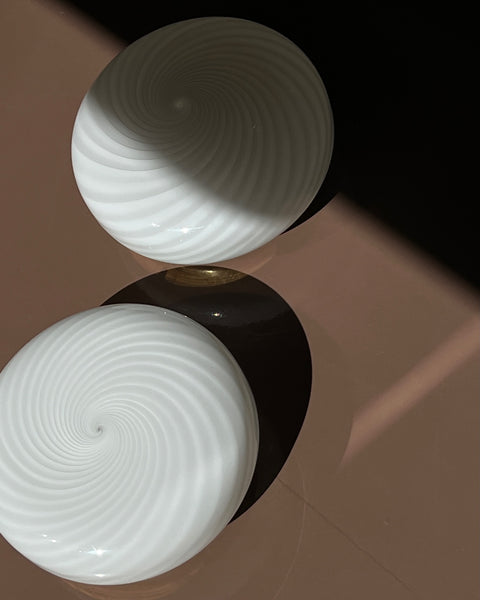 Vintage Murano white swirl ceiling/wall lamp (D30) (2 available)