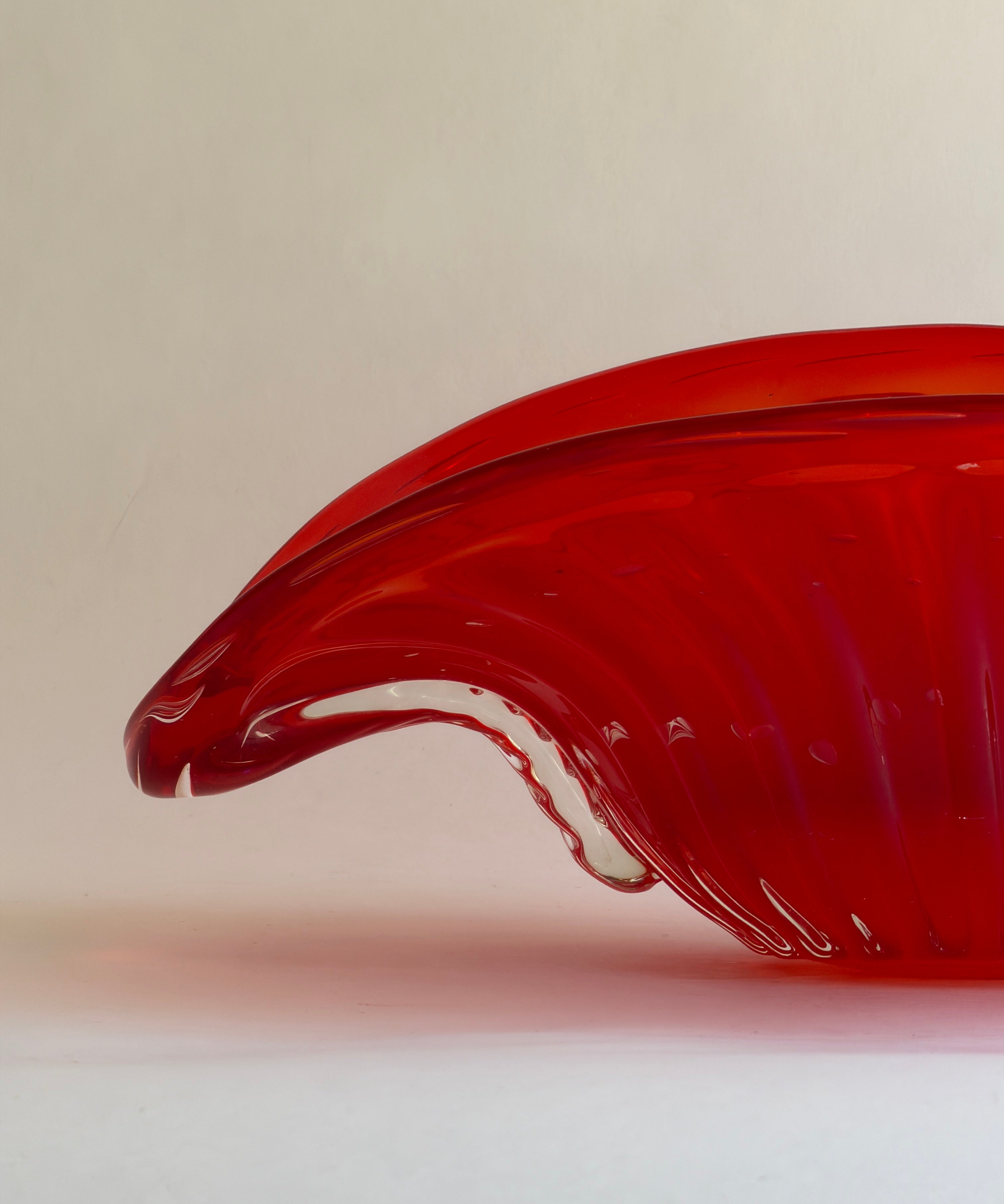 Vintage orange-red Murano shell/bowl
